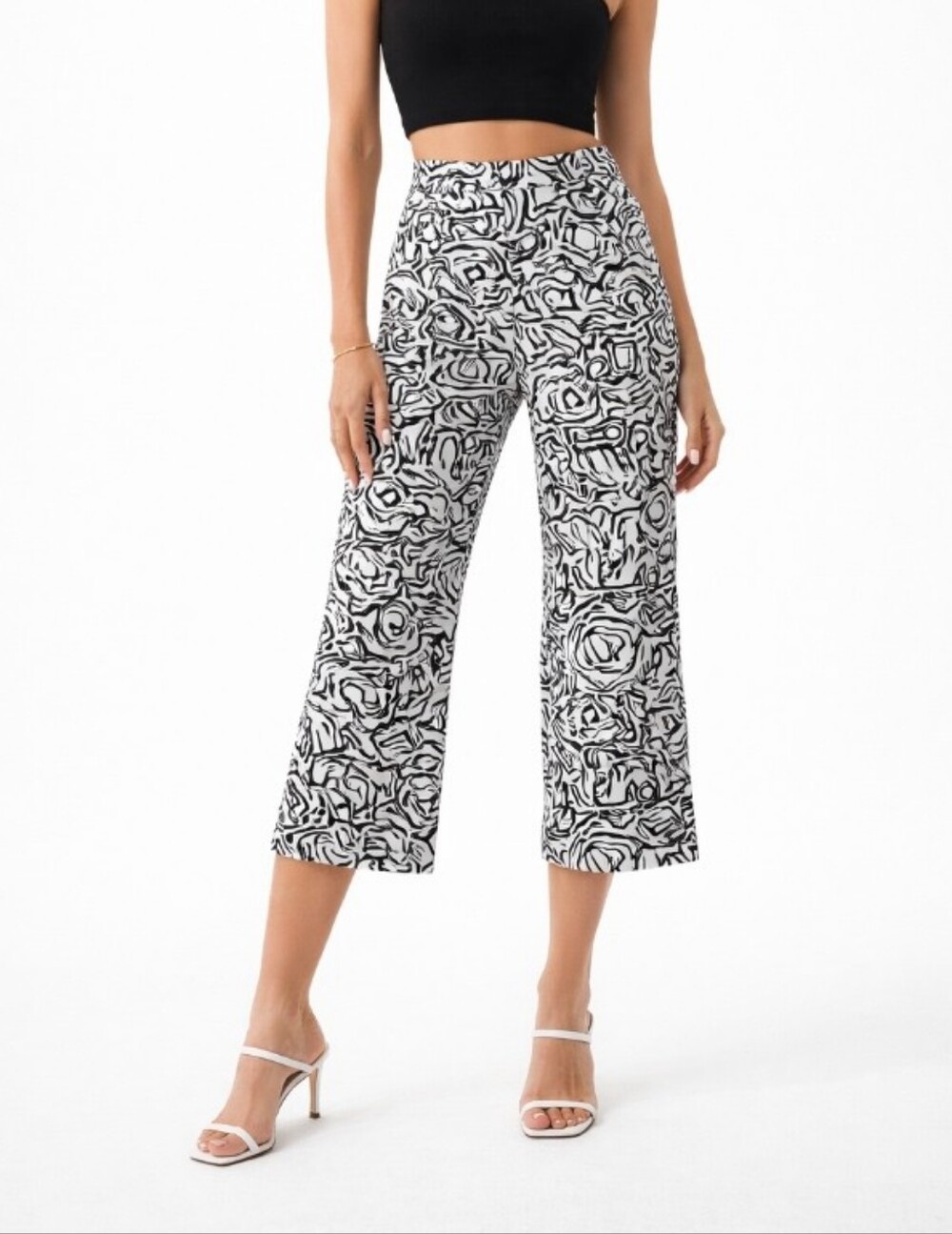 Rafaella Sport Curvy Black & White Abstract Print Pants 16